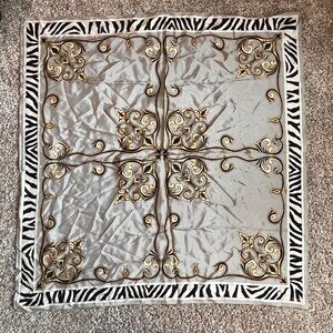 Ellen Tracy 100% Silk Scarf - Zebra and Baroque Print 34"x34"